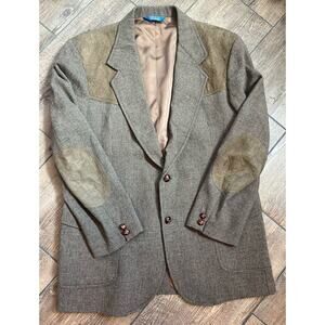 Pendleton Wool Suede Western Brown Tweed Two‎ Button Sport Coat Jacket